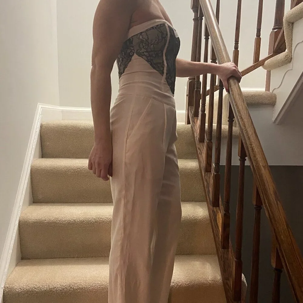 BEBE New Egret Strapless Wide Leg Jump Suit Size 00